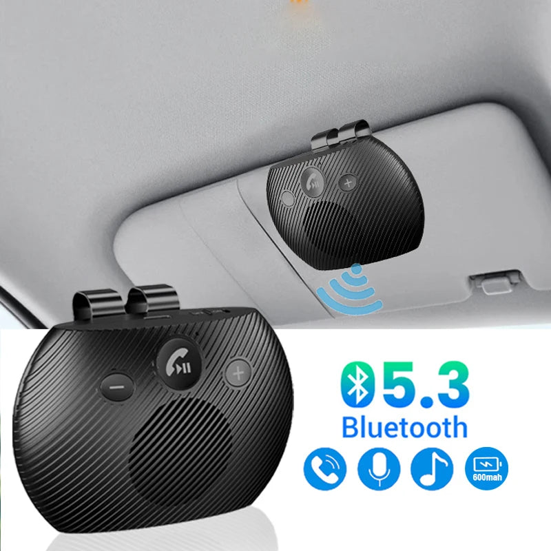 Bluetooth 5.4 Car Kit Handsfree 6W Speakerphone Sun Visor Speaker Mp3 Player Wireless Music Receiver With Voice Assistant