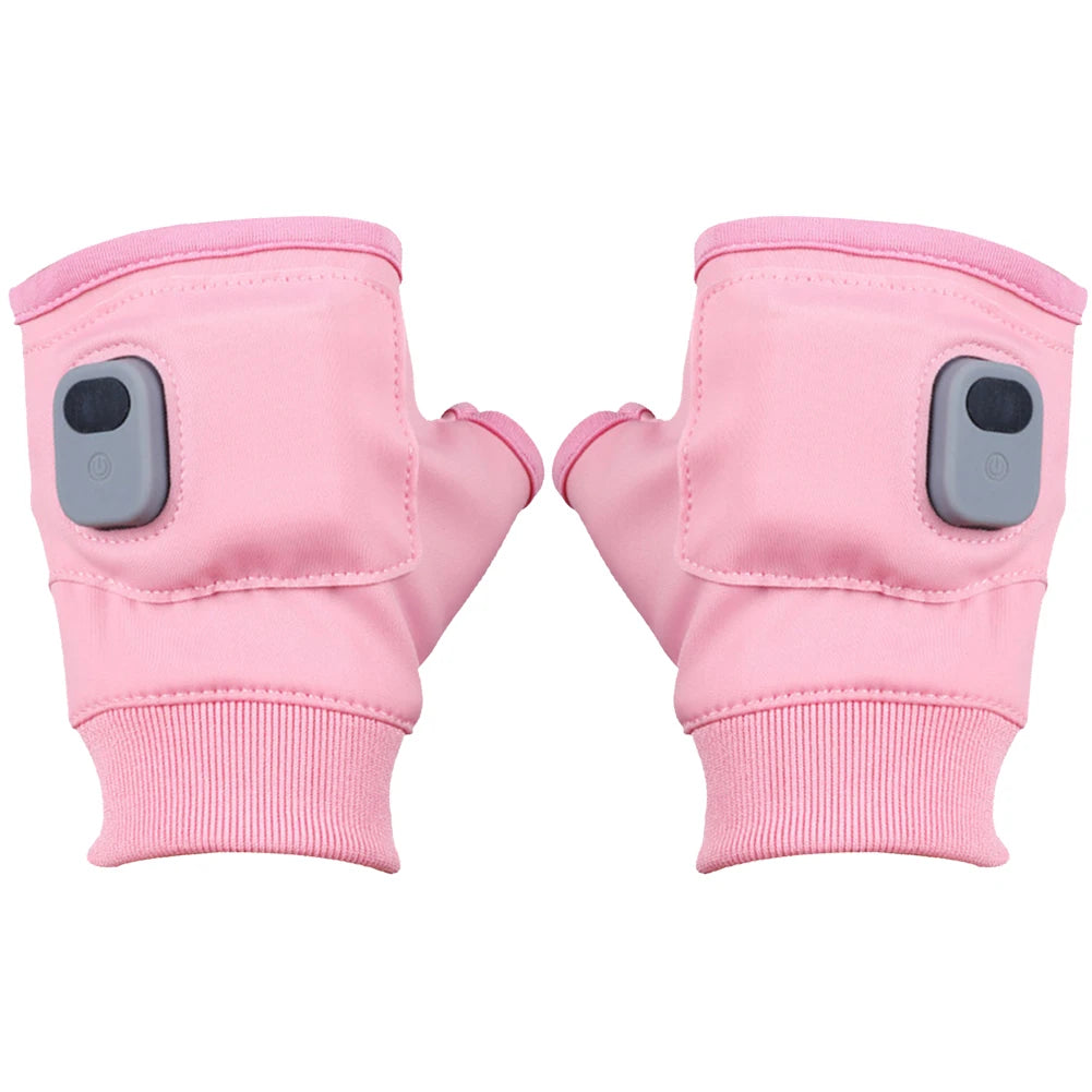 Electric Heating Gloves 360 Degree Heating Rechargeable Heated Gloves Fingerless Touchscreen for Outdoor Hiking Cycling