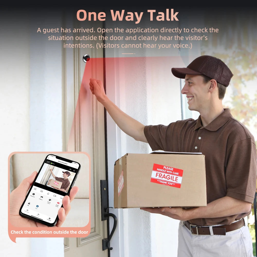 WSDCAM 1080P Photograph Video Doorbell Wifi Home Security Door Eye Camera PIR Motion Detection Door Peephole Viewer