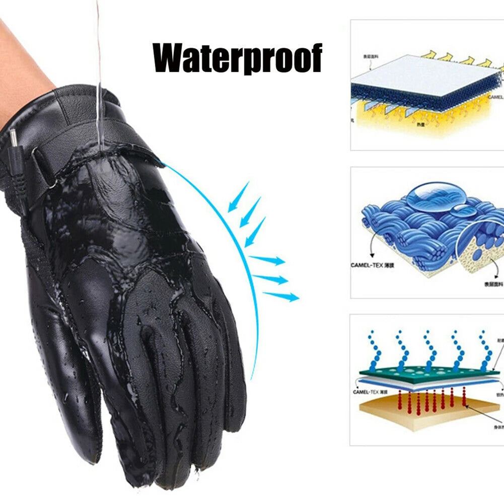 Winter Electric Warming Gloves Thermal Heated Gloves USB Heated Gloves Waterproof Winter Outdoor Warm Gloves for Off Road Skiing