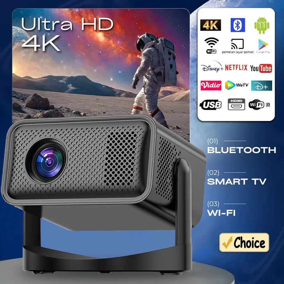 Portable Projector 4K 900ANSI WiFi 6 Android 11 Projector Support Full HD Movie Gaming 1080P Home Outdoor Cinema Beam Projectors