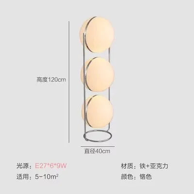 Nordic Bauhaus Floor Lamp Medieval Living Room Floor Lamp Designer Cream Chrome Metal Light White Acrylic Ball Floor Lamp E27