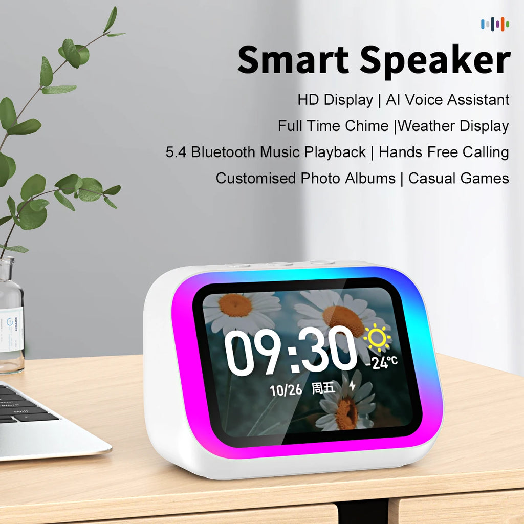 Smart Bluetooth Translator RGB Speaker 18 Languages Real-time Translation AI bluetooth 5.4 speaker with LCD display, game,alarm
