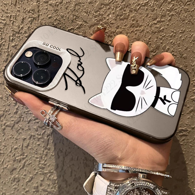 Cartoon Designer Signature Plating Case for iPhone 16E SE4 12 16 15 14 13 11 Pro Max XS X XR 8 7 Plus SE 2020 Shockproof Cover