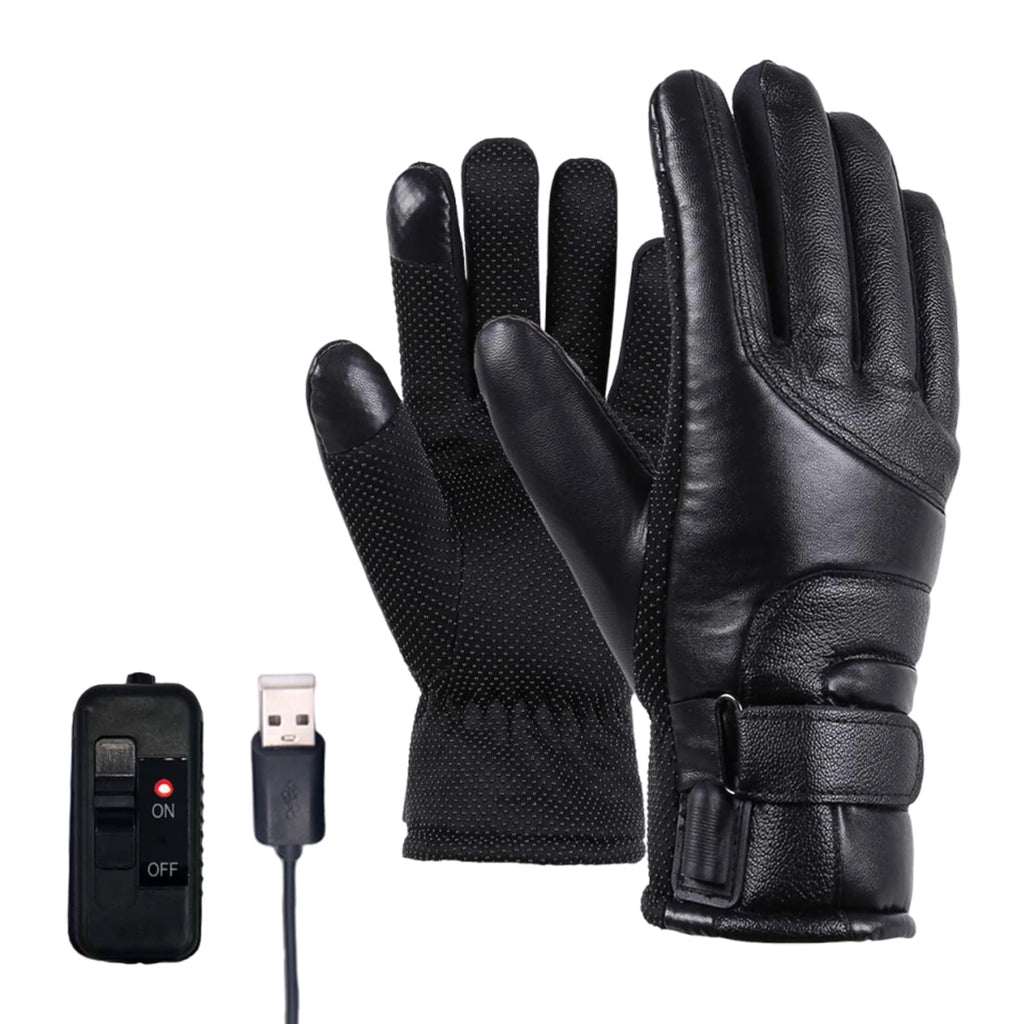 2025 NEW Touchscreen Hand Warmer Windproof Soft Leather Heating Gloves for Motorcycle Thermal Gloves for Winter Ski Sports