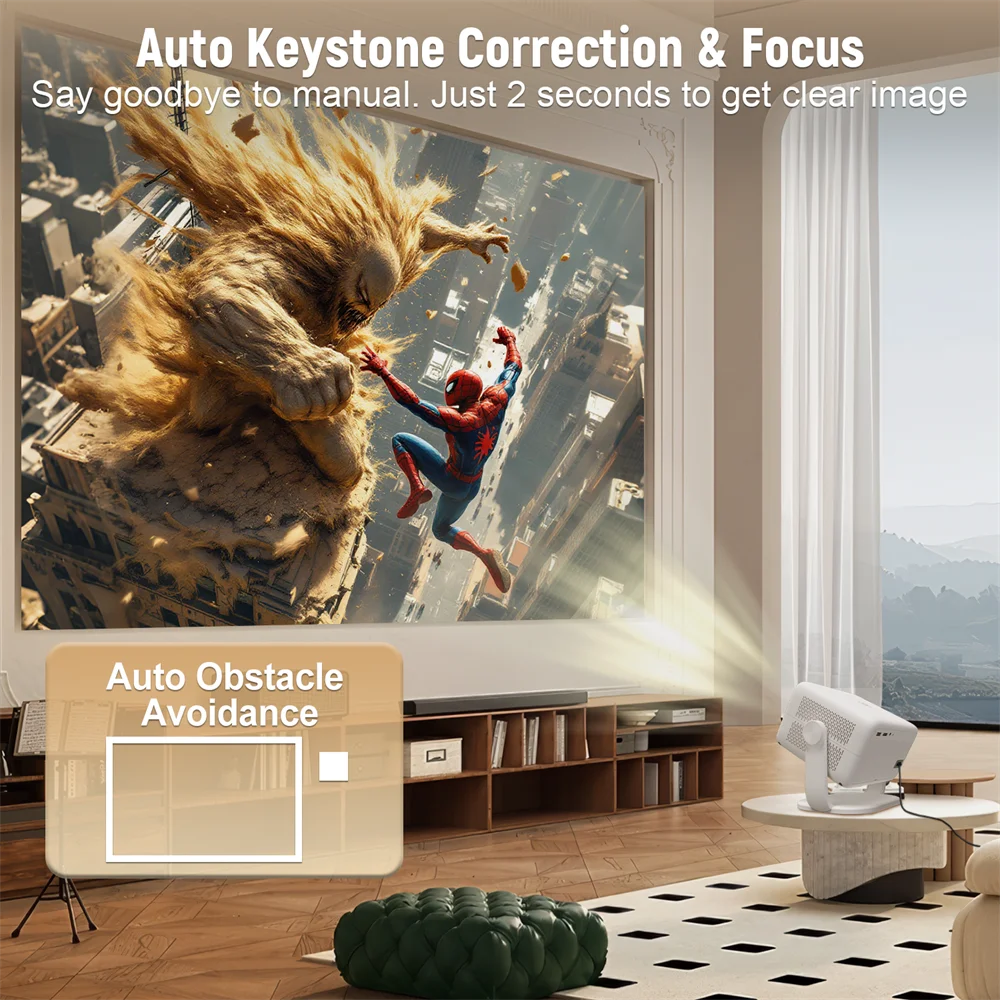 Velec Netflix Certification Projector Android 13 4K Native 1080P 650ANSI With Auto Focus Wifi6 BT5.2 360° Home Outdoor Projector