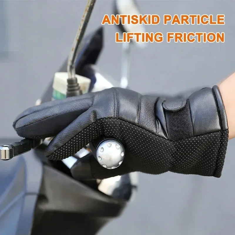 USB Heated Gloves Waterproof Motorcycle Gloves Full Hand Touchscreen 3 Heat Settings Rechargeable for Snow Riding Commute