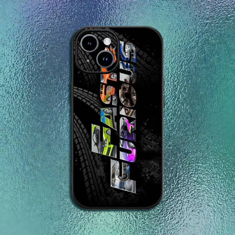 Movie cool F-Fast Furious Phone Case For 11 12 13 14 15 16Pro Max mini Plus Classic black soft shell