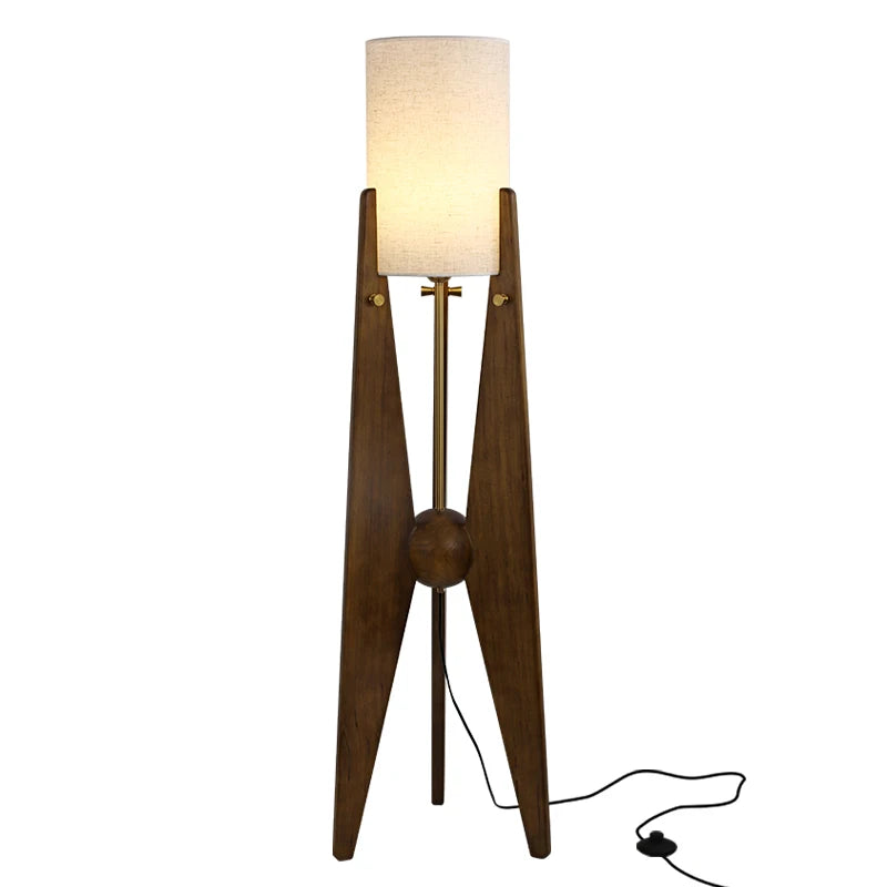Solid Wood Floor Lamp Nordic Art Simple Modern Lamp Shade Fabri Bedroom Living Room Decor Reading Restaurant Living Room Standin