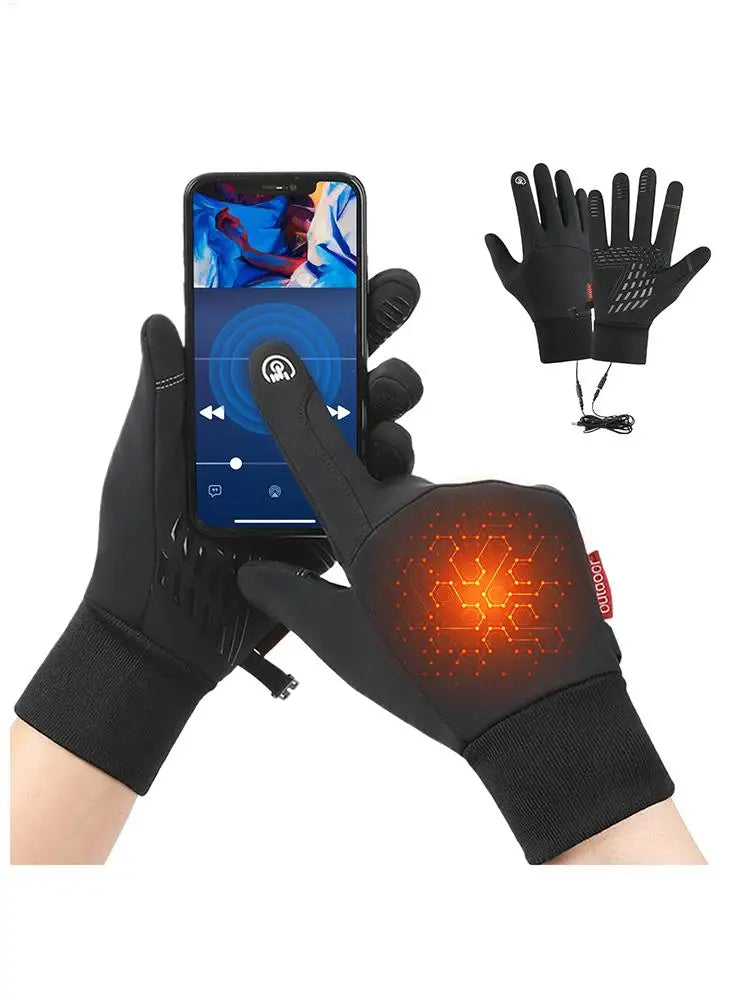 USB Heated Gloves Screen Touch Winter Thermal Heating Mitts 1 Pair Cold Weather Waterproof Mitts Sport Clothing for Running