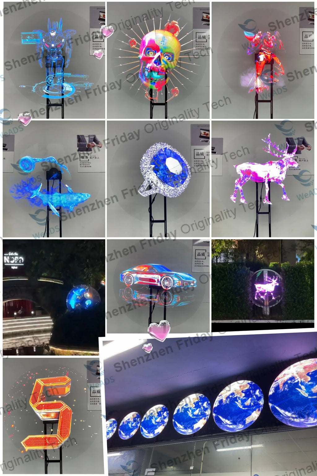2M*2M High Brightness 3d Holographic Display Projector Led Fan 3d Hologram Fan Display 3d Holographic Advertising Display Fan