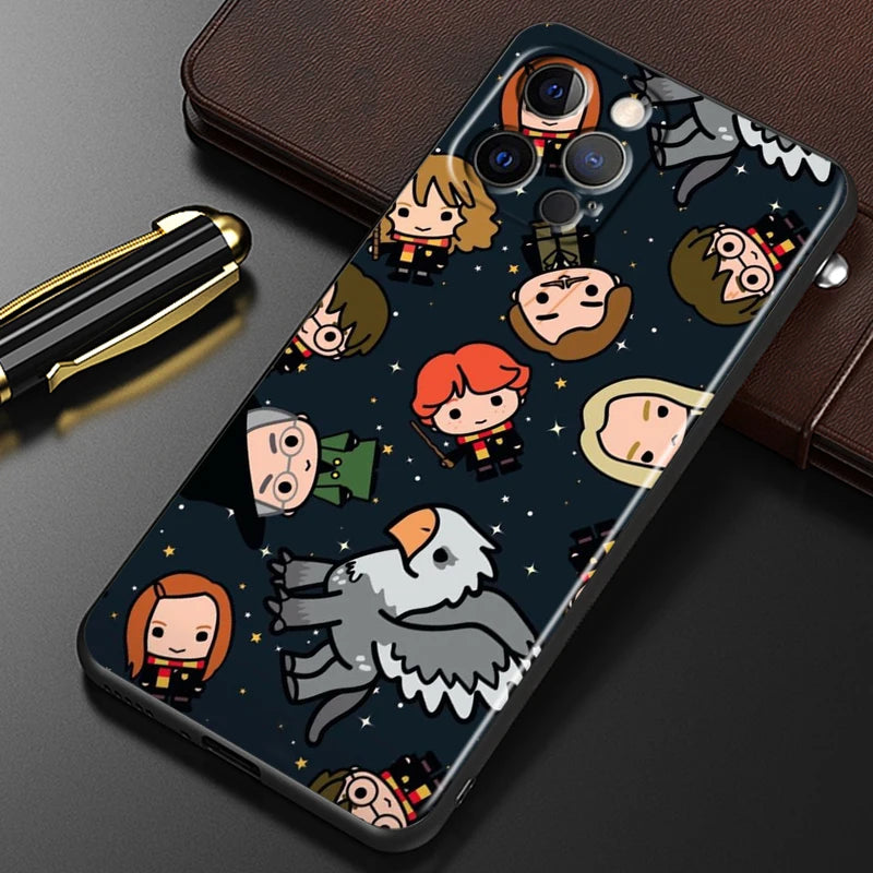 H-H-Harries Logo P-Potteres Art For iPhone 15 14 13 12 11 XS XR X 8 7 SE Pro Max Plus Mini Black Back Phone Case