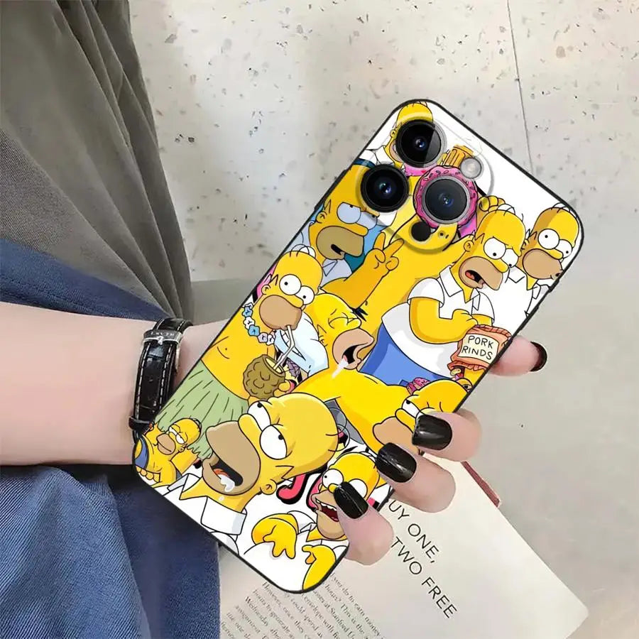 The Simpsons Donuts Case for iPhone 15 Plus 17 16 Pro Max X XS XR 17Air 12 11 7 8 14 13 Mini SE Soft Back Phone Cover