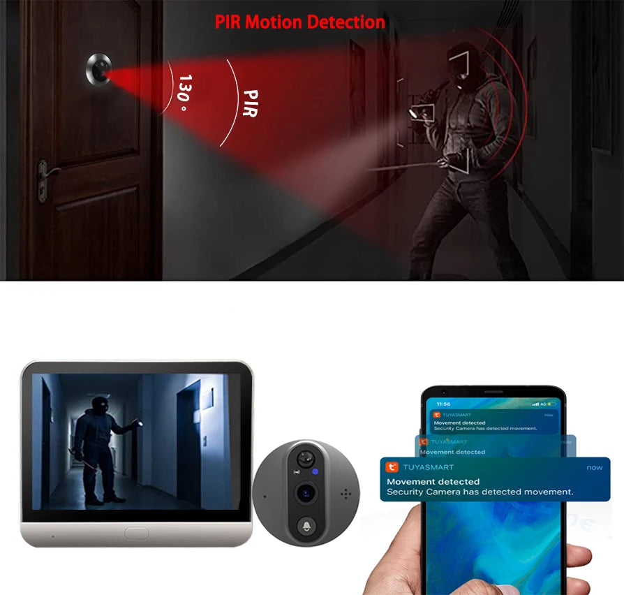 4.3 Inch ips screen 2MP 1080P Tuya APP WIFI Doorbell IR Night Vision Visual Doorbell Intercom Video Door Phone