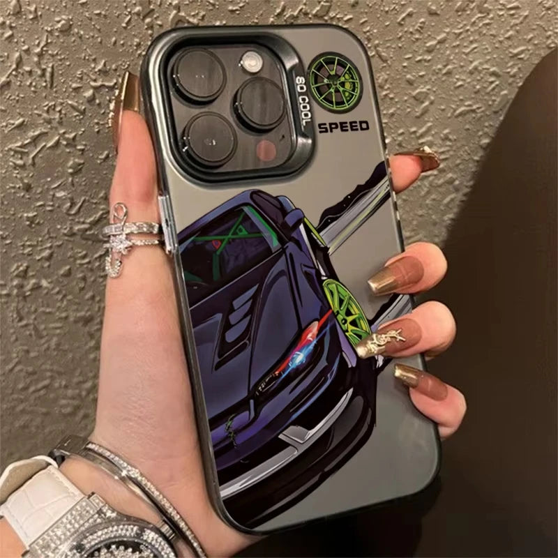 Luxry Sports Car Phone Case For iPhone 11 12 13 14 15 16 Pro Max XS XR X 7 8 Plus Mini SE Shockproof Bumper Fundas