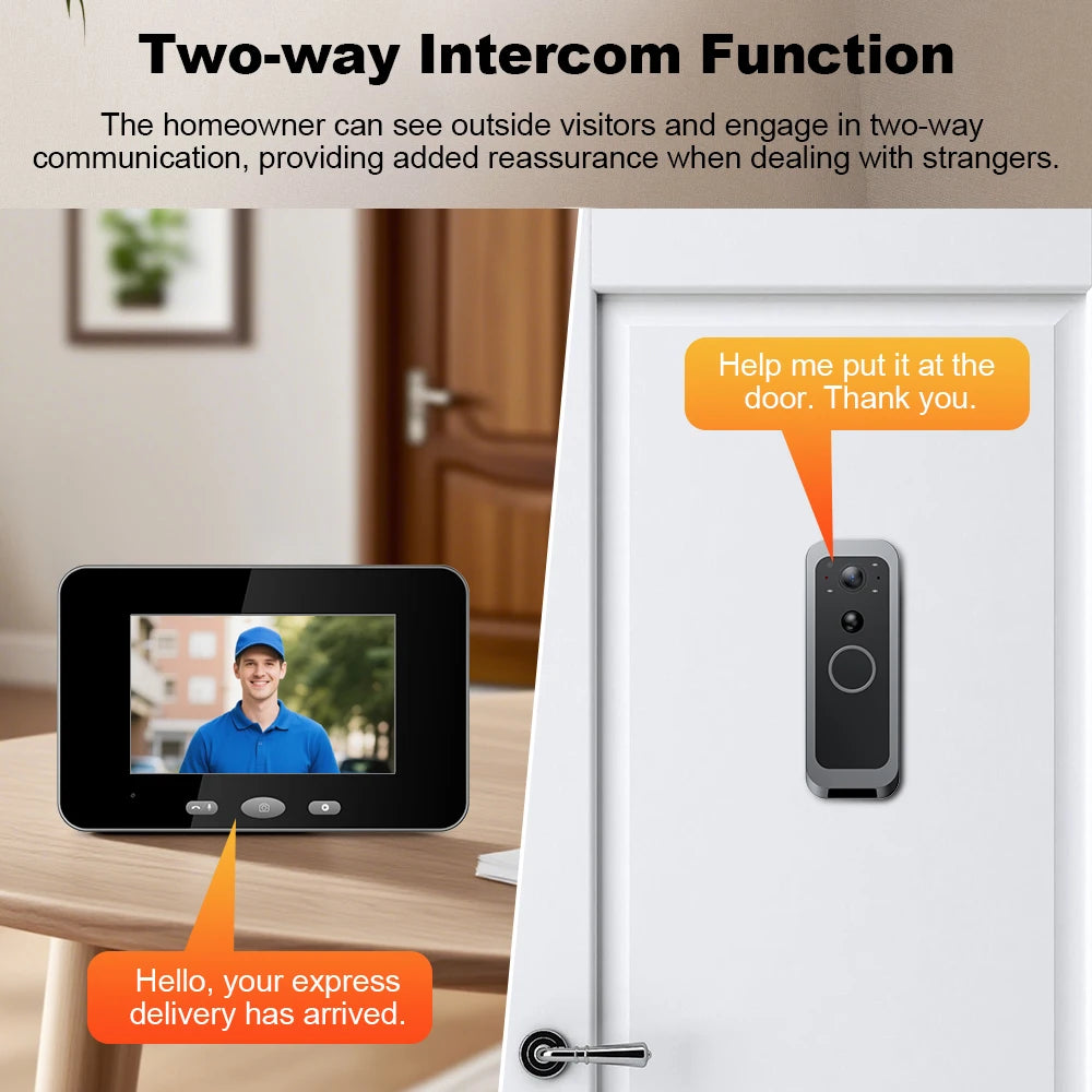 Wsdcam Smart Wireless Intercom Doorbell Digital Door Camera Viewer New Version Supports Wifi Tuya Auto Recording Waterproof
