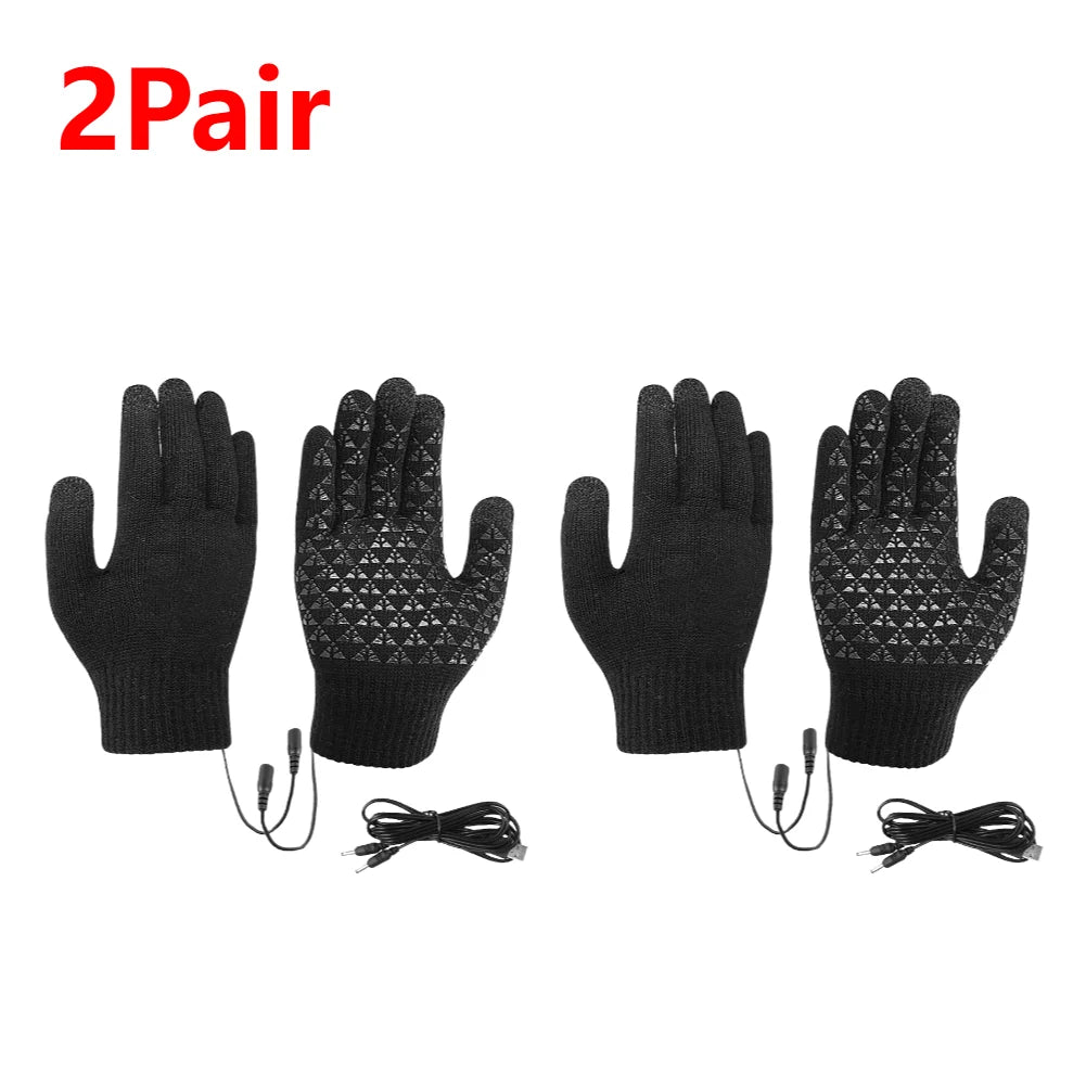 Electric Heating Gloves Men Women USB Heated Gloves Winter Motorcycle Skiing Snowboarding Touch Screen Full Finger Snow Gloves