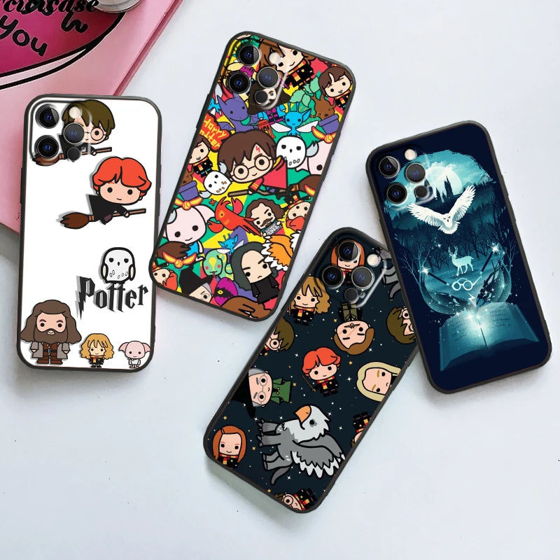 H-H-Harries Logo P-Potteres Art For iPhone 15 14 13 12 11 XS XR X 8 7 SE Pro Max Plus Mini Black Back Phone Case