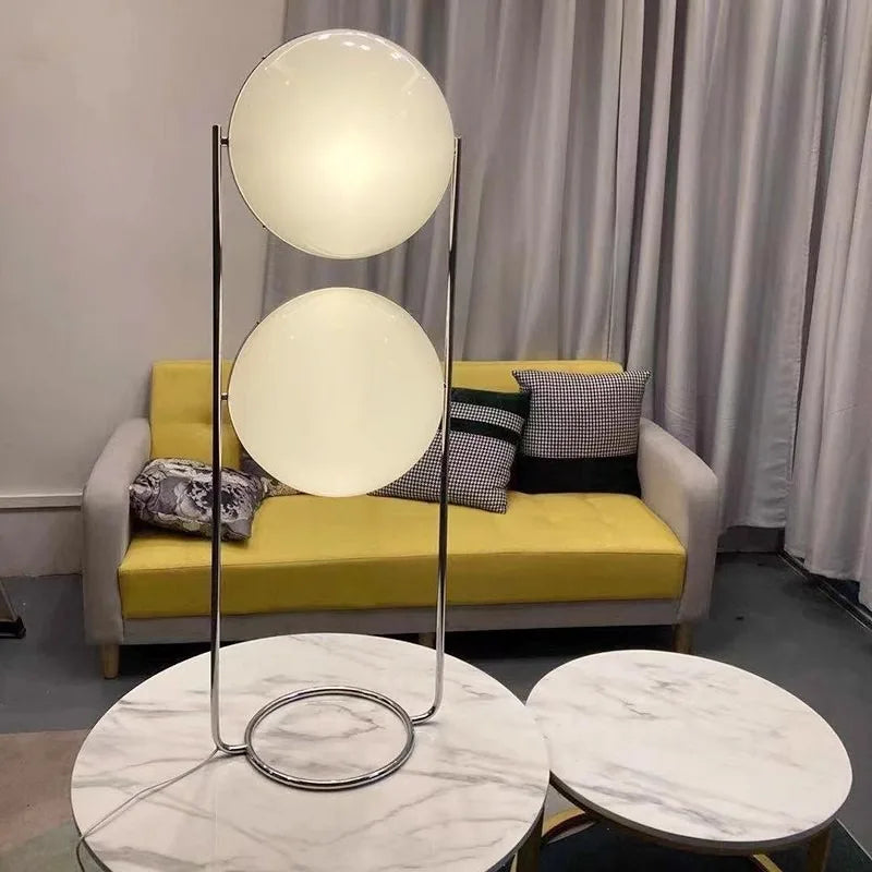 Nordic Bauhaus Floor Lamp Medieval Living Room Floor Lamp Designer Cream Chrome Metal Light White Acrylic Ball Floor Lamp E27