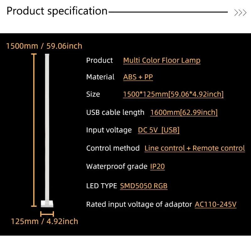 RGBIC Floor Lamp RGB DC 5V Corner Floor Lamp Bedroom Ambient Lighting Scandinavian Style Color Changing Dimmable Soft Lighting