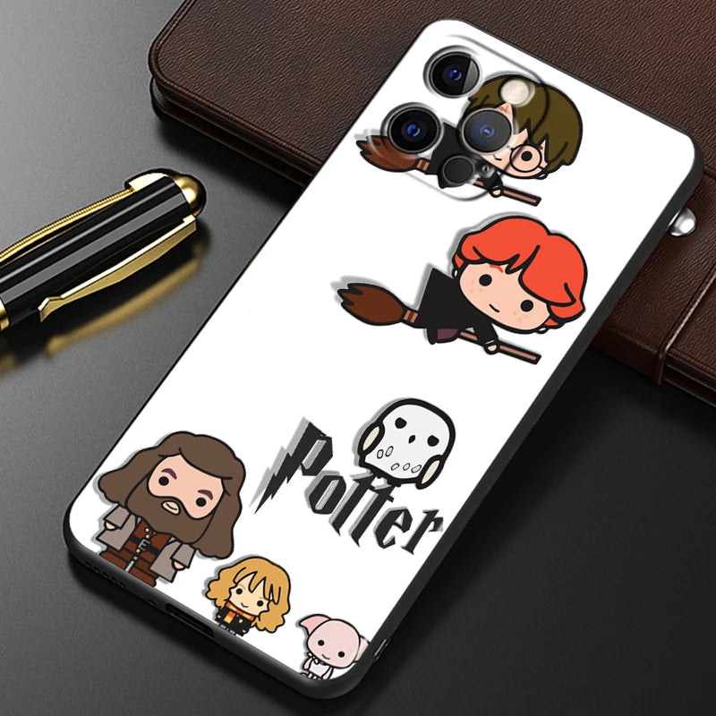 H-H-Harries Logo P-Potteres Art For iPhone 15 14 13 12 11 XS XR X 8 7 SE Pro Max Plus Mini Black Back Phone Case