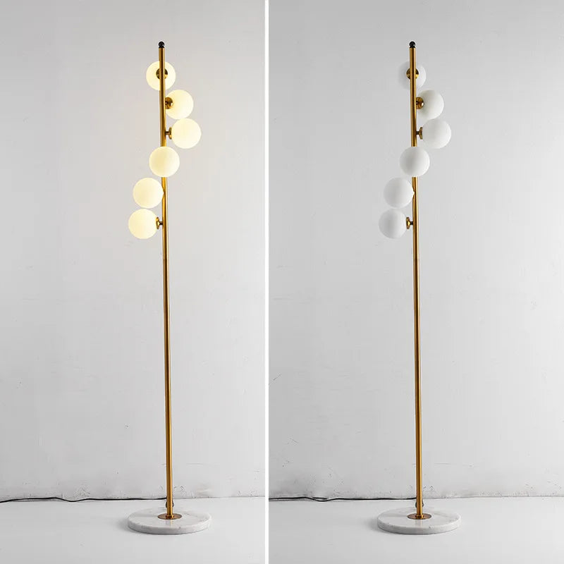 Modern Led Floor Lamp Two-color Iron Glass Ball Floor Lamps For Living Room Bedroom Study Nordic Home Decor Marble Standing Lamp