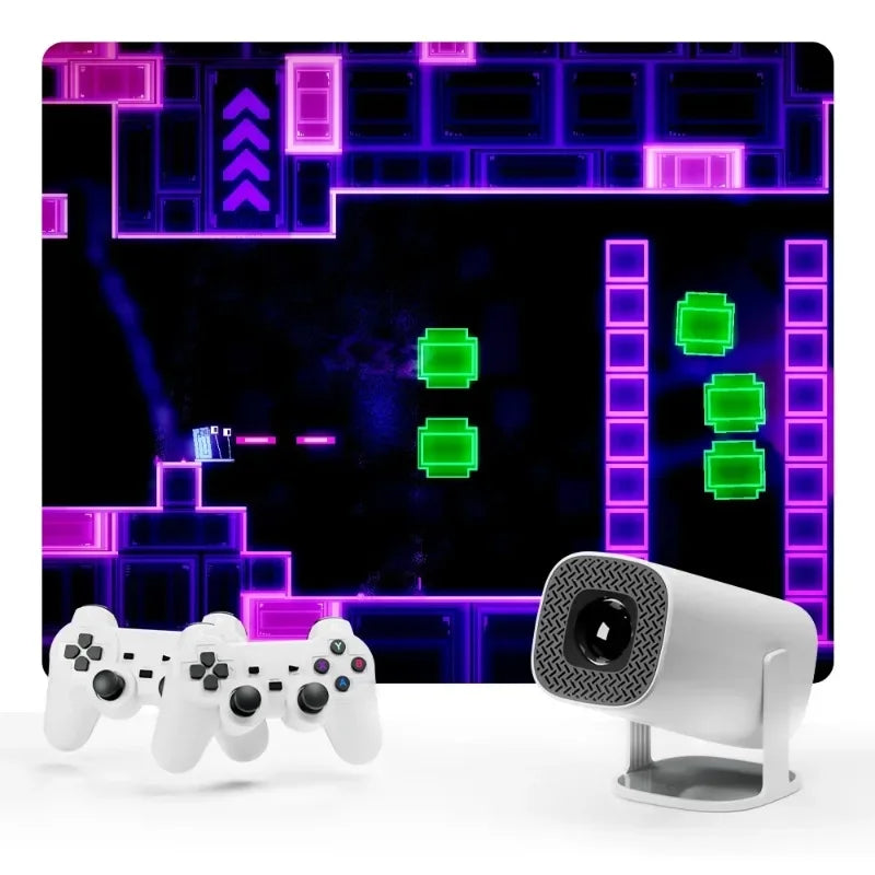 RUSMR P30 Max Projector HD 1080P Android 11 Proyector Video Game Console With 2 Wireless Game Controllers Built-in 3000 Games