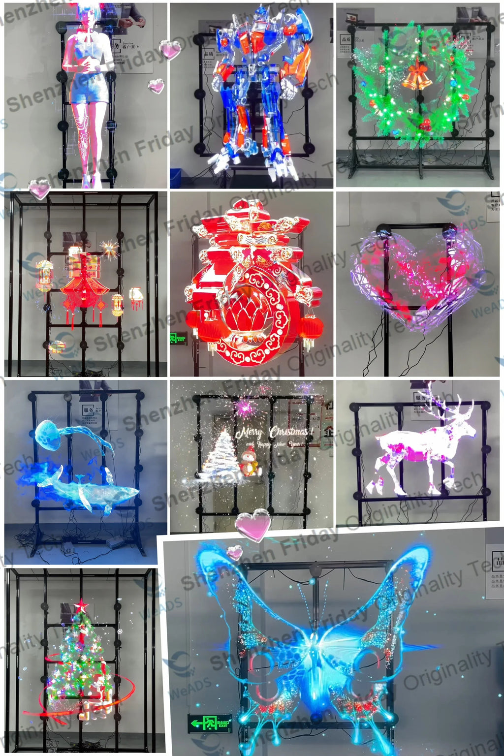 2M*2M High Brightness 3d Holographic Display Projector Led Fan 3d Hologram Fan Display 3d Holographic Advertising Display Fan