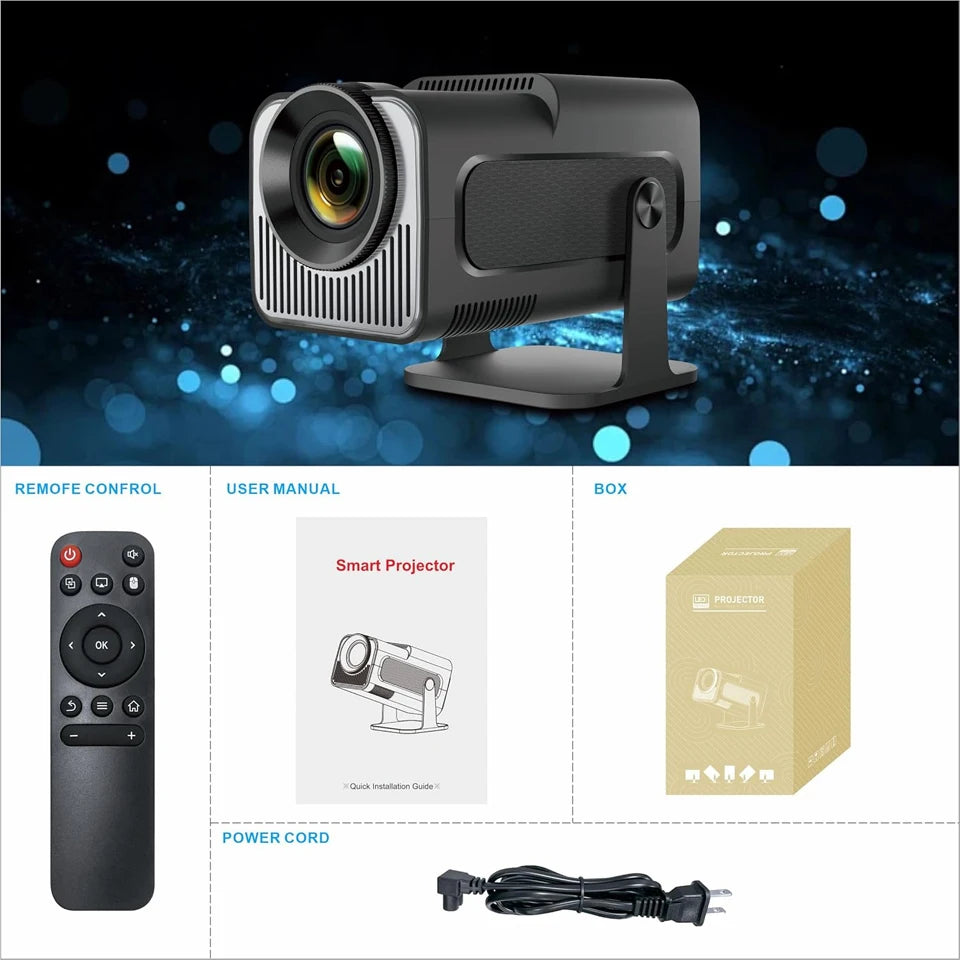 Home Projectors HY320 4K HD Android 11 Projector Native 1080P 320ANSI Wifi6 BT5.0 1280*720P Cinema Portable Outdoor Projetors