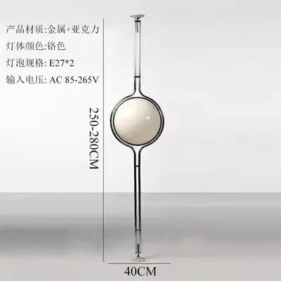 Nordic Bauhaus Floor Lamp Medieval Living Room Floor Lamp Designer Cream Chrome Metal Light White Acrylic Ball Floor Lamp E27