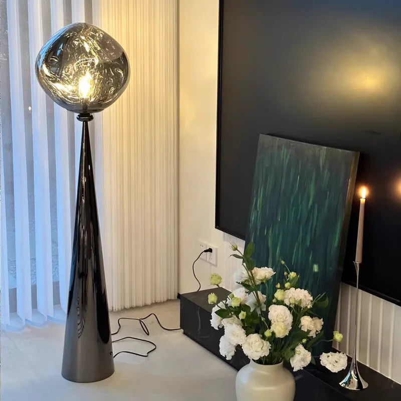 Floor Lamp Black For Living Room Bedroom Post-Modern Corner Floor Lamps With Smoke Gray Shade Standing Lights Table Lamp