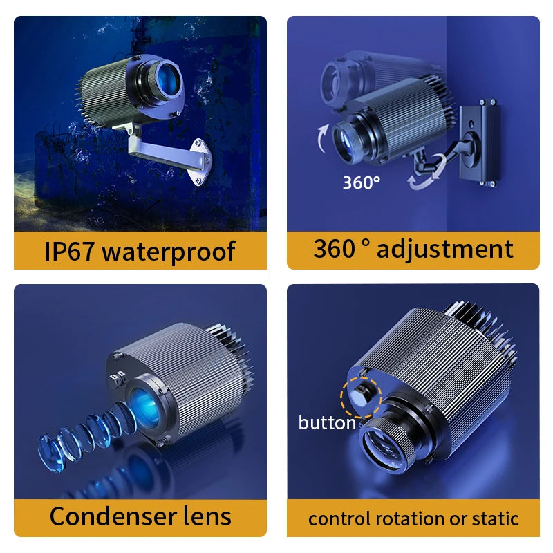 Hd Led Gobo Projector With Custom Logo Rotate Advertising Sign Projected Ip67 Waterproof For Indoor Head And Outdoor Door Use