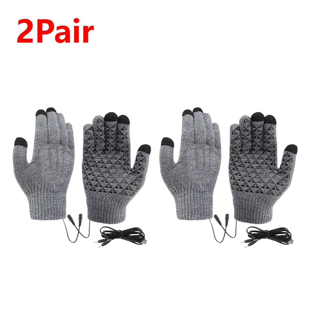 Electric Heating Gloves Men Women USB Heated Gloves Winter Motorcycle Skiing Snowboarding Touch Screen Full Finger Snow Gloves
