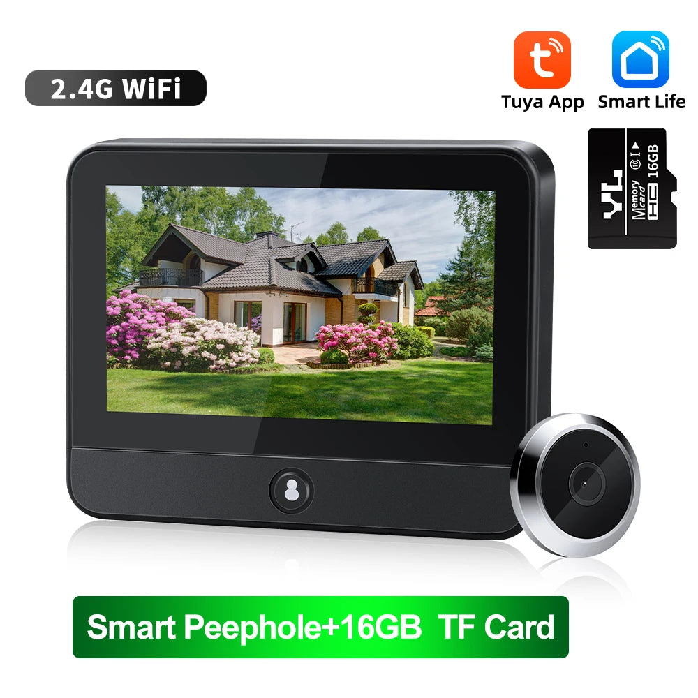 WSDCAM 1080P Photograph Video Doorbell Wifi Home Security Door Eye Camera PIR Motion Detection Door Peephole Viewer