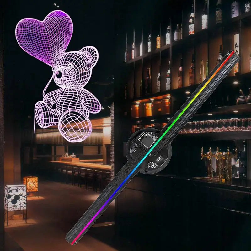 Hologram Fan Projector 16.5in 3D Holographic Fans with 244 LED Lights 2000x224 Resolution Holiday Projector Image Video