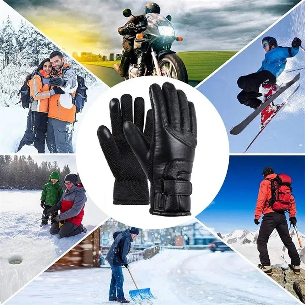 Winter Electric Heated Gloves for Men Outdoor Cycling Waterproof, Non Slip, Thickened Female Couple Touch Screen Lamb Fleece