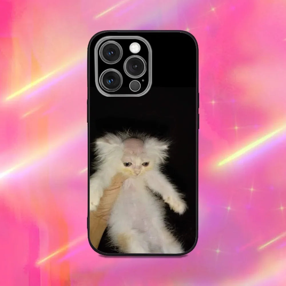 Funny Cute Cat Phone Case For iPhone 16 15 14 13 12 11 Pro Max Mini X XS SE 7 8 Plus 16E Shockproof Non-Slip Soft Back Cover