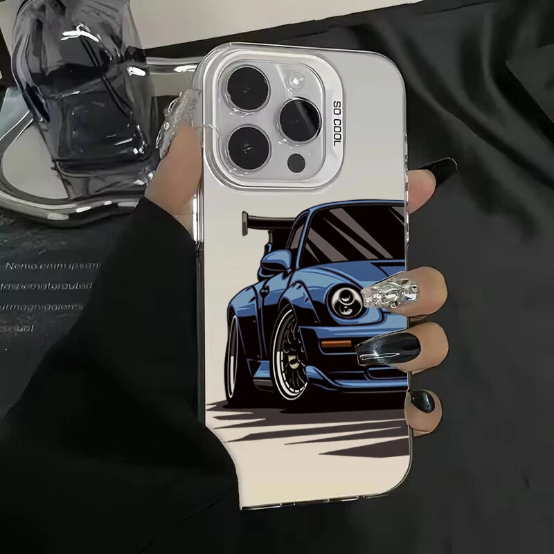 Luxry Sports Car Phone Case For iPhone 11 12 13 14 15 16 Pro Max XS XR X 7 8 Plus Mini SE Shockproof Bumper Fundas