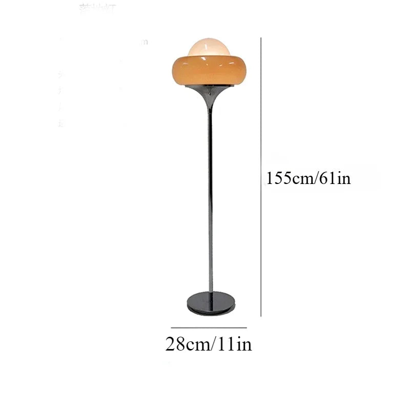 Bauhaus Glass Floor Lamp Living Room Bedroom Study Retro Orange Red Lampshade LED Metal Floor Light Egg Tart Table Lamp Lustre