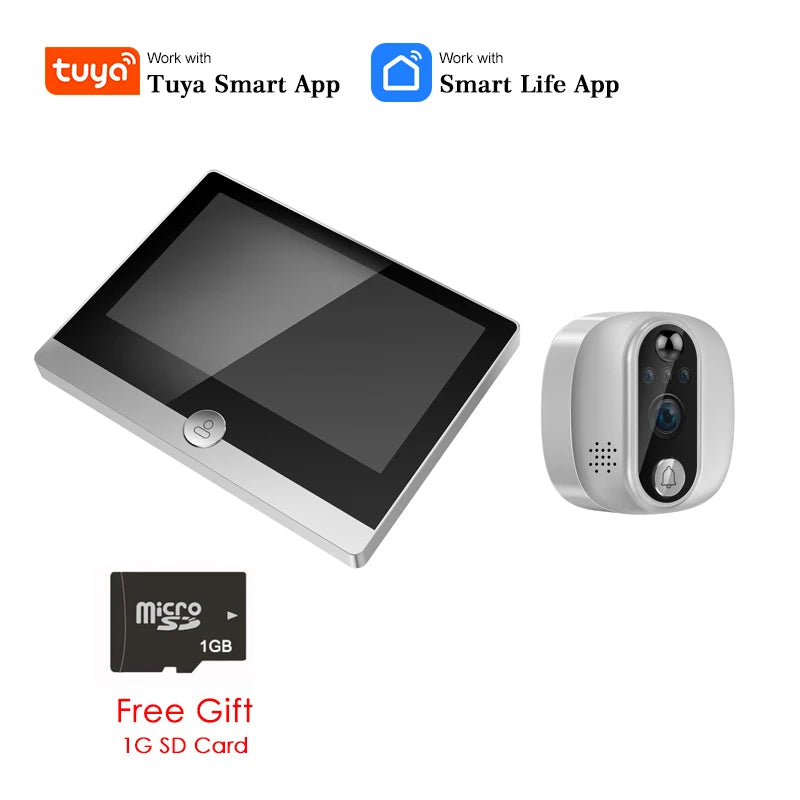 Home Security door camera Tuya wifi door bell mirilla digital puerta video door peephole viewer with 4.3" inch touch screen