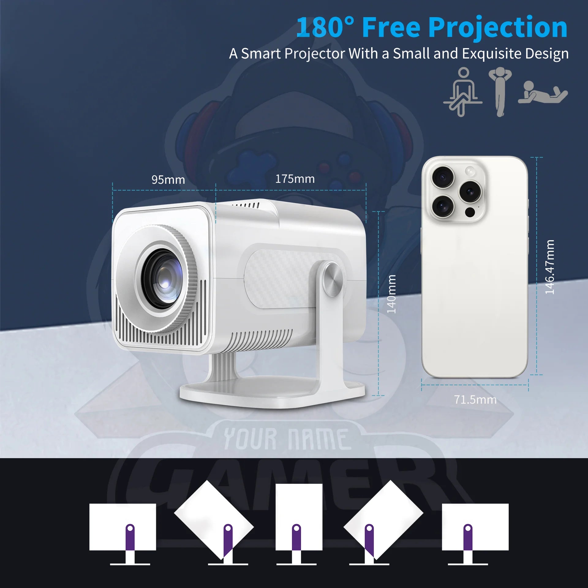 UBISHENG GAME Projector 4K Android Wifi6 Allwinner H713 BT5.0 1080P Cinema Outdoor Portable Projetors
