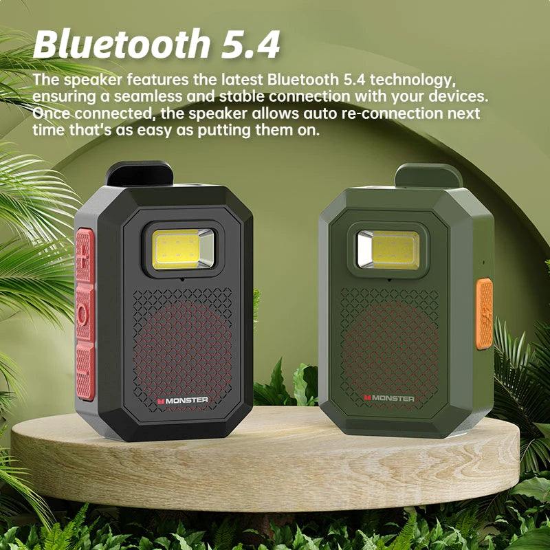Monster TWS Bluetooth Speaker Wearable Magnetic Clip-on Portable Bluetooth Sound Box IPX67 Waterproof Subwoofer Powerful Bass