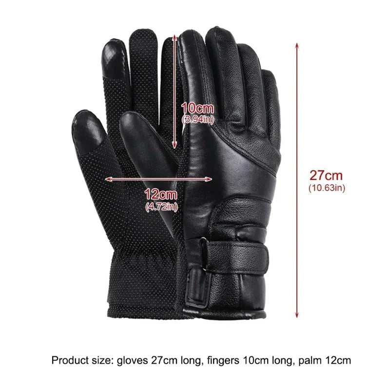 USB Heated Gloves Waterproof Motorcycle Gloves Full Hand Touchscreen 3 Heat Settings Rechargeable for Snow Riding Commute