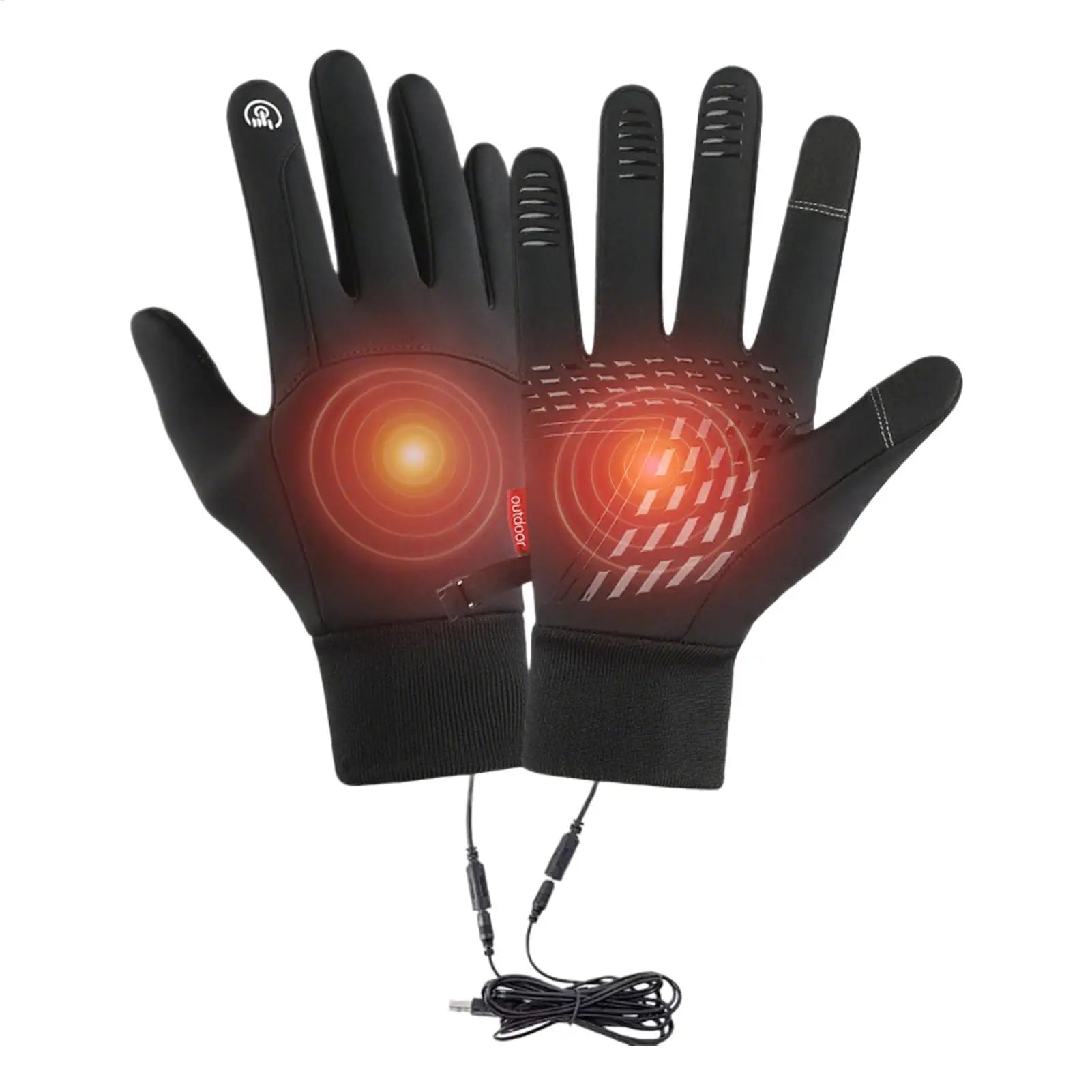 USB Heated Gloves Screen Touch Winter Thermal Heating Mitts 1 Pair Cold Weather Waterproof Mitts Sport Clothing for Running
