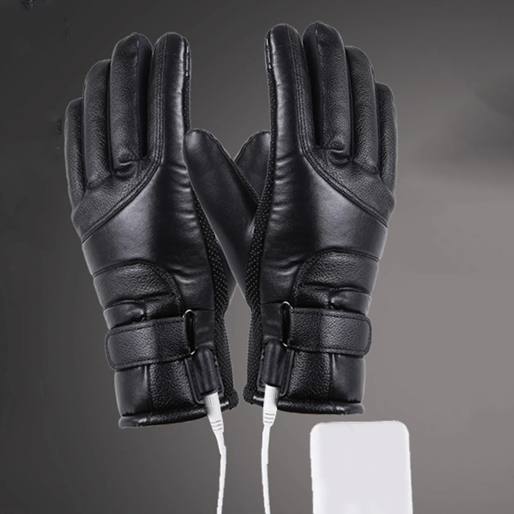 2025 NEW Touchscreen Hand Warmer Windproof Soft Leather Heating Gloves for Motorcycle Thermal Gloves for Winter Ski Sports