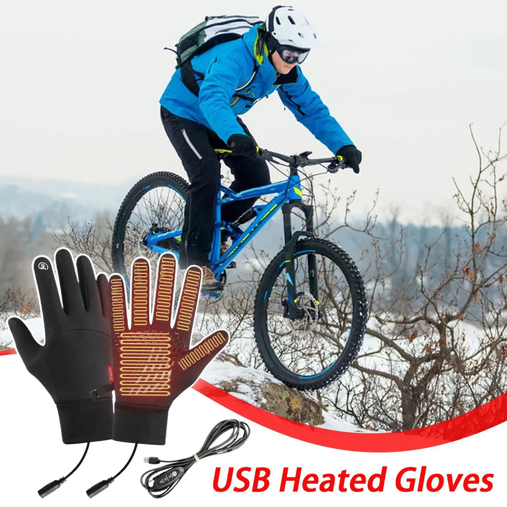 USB Heated Gloves Screen Touch Winter Thermal Heating Mitts 1 Pair Cold Weather Waterproof Mitts Sport Clothing for Running