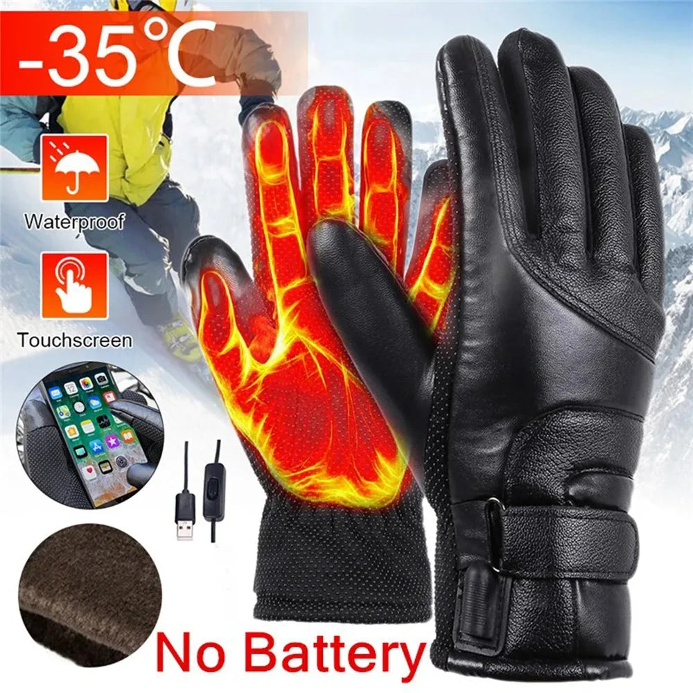 Winter Electric Heated Gloves for Men Outdoor Cycling Waterproof, Non Slip, Thickened Female Couple Touch Screen Lamb Fleece