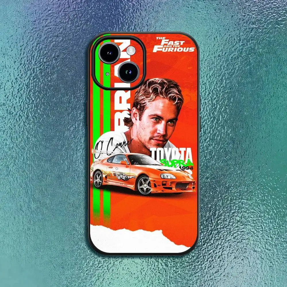 Movie cool F-Fast Furious Phone Case For 11 12 13 14 15 16Pro Max mini Plus Classic black soft shell
