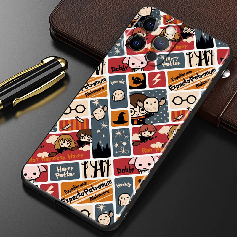 H-H-Harries Logo P-Potteres Art For iPhone 15 14 13 12 11 XS XR X 8 7 SE Pro Max Plus Mini Black Back Phone Case