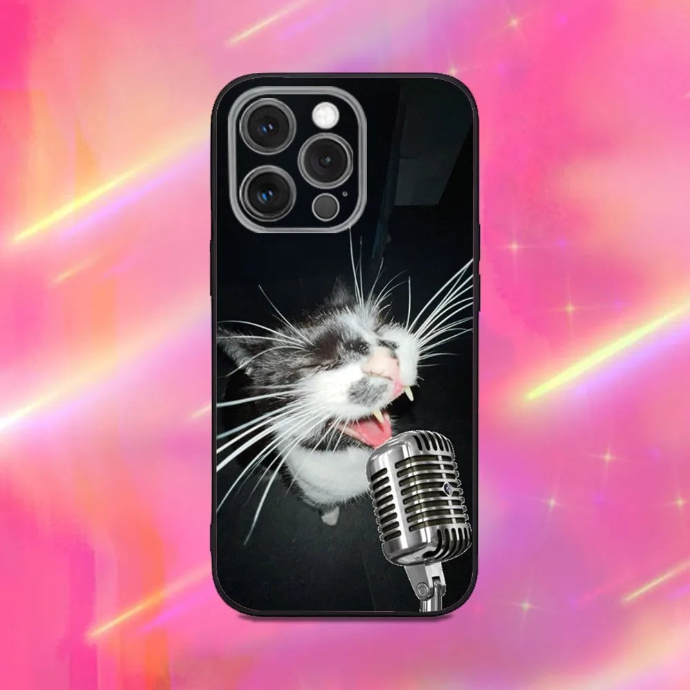 Funny Cute Cat Phone Case For iPhone 16 15 14 13 12 11 Pro Max Mini X XS SE 7 8 Plus 16E Shockproof Non-Slip Soft Back Cover